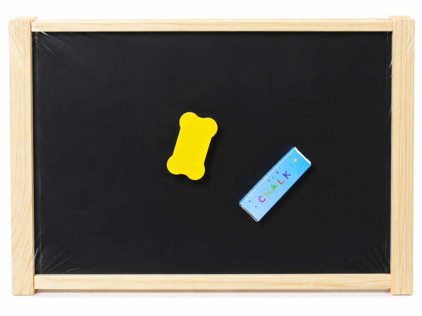 Kids Wooden Frame Blackboard with Chalk and Eraser – Educational Writing Board