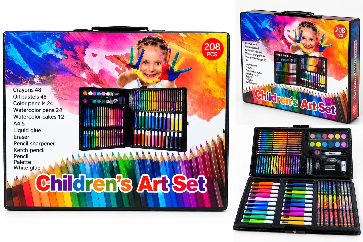 Children's Art Set – 208 Pieces Complete Drawing, Painting & Coloring Kit