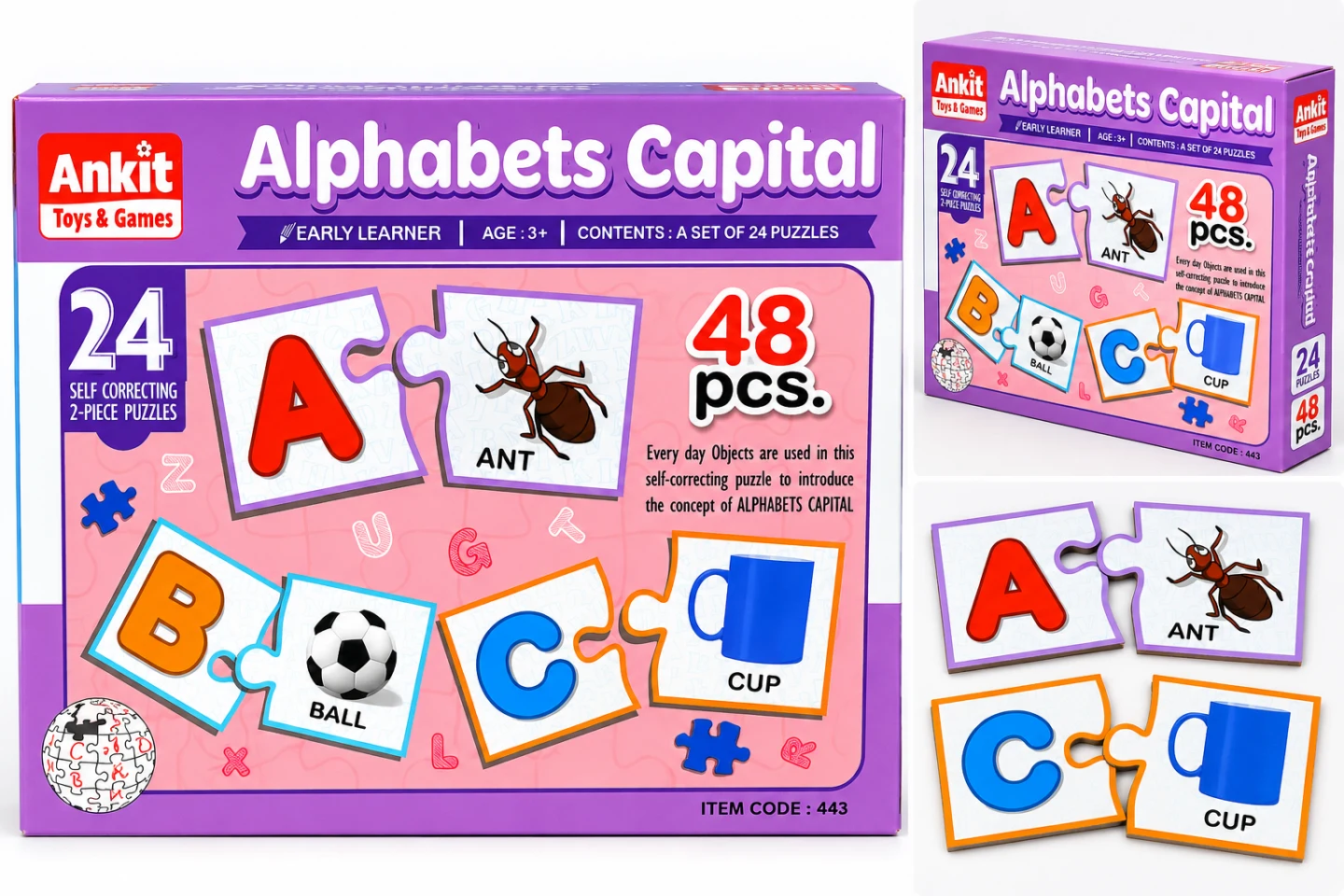 Ankit Alphabets Capital Puzzle Set – 48 Pieces Educational ABC Learning Game for Kids