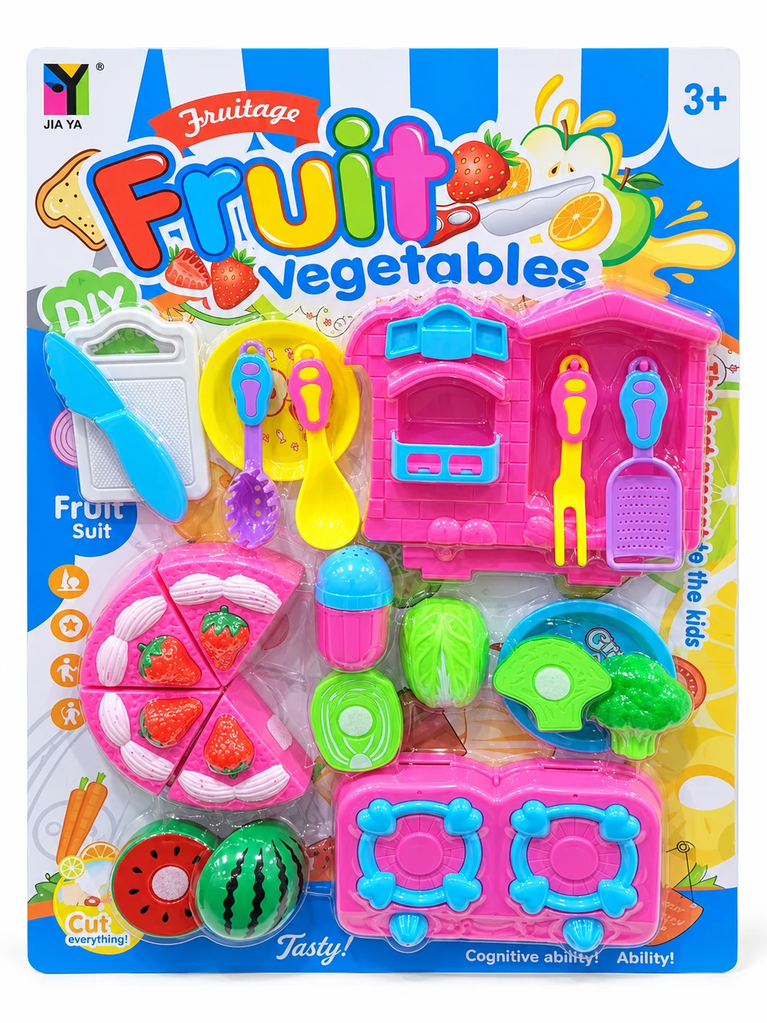 Pretend Kitchen & Cutting Food Playset