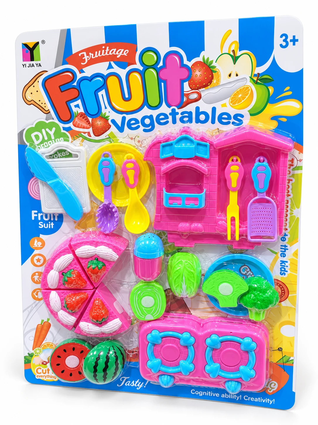 Pretend Kitchen & Cutting Food Playset