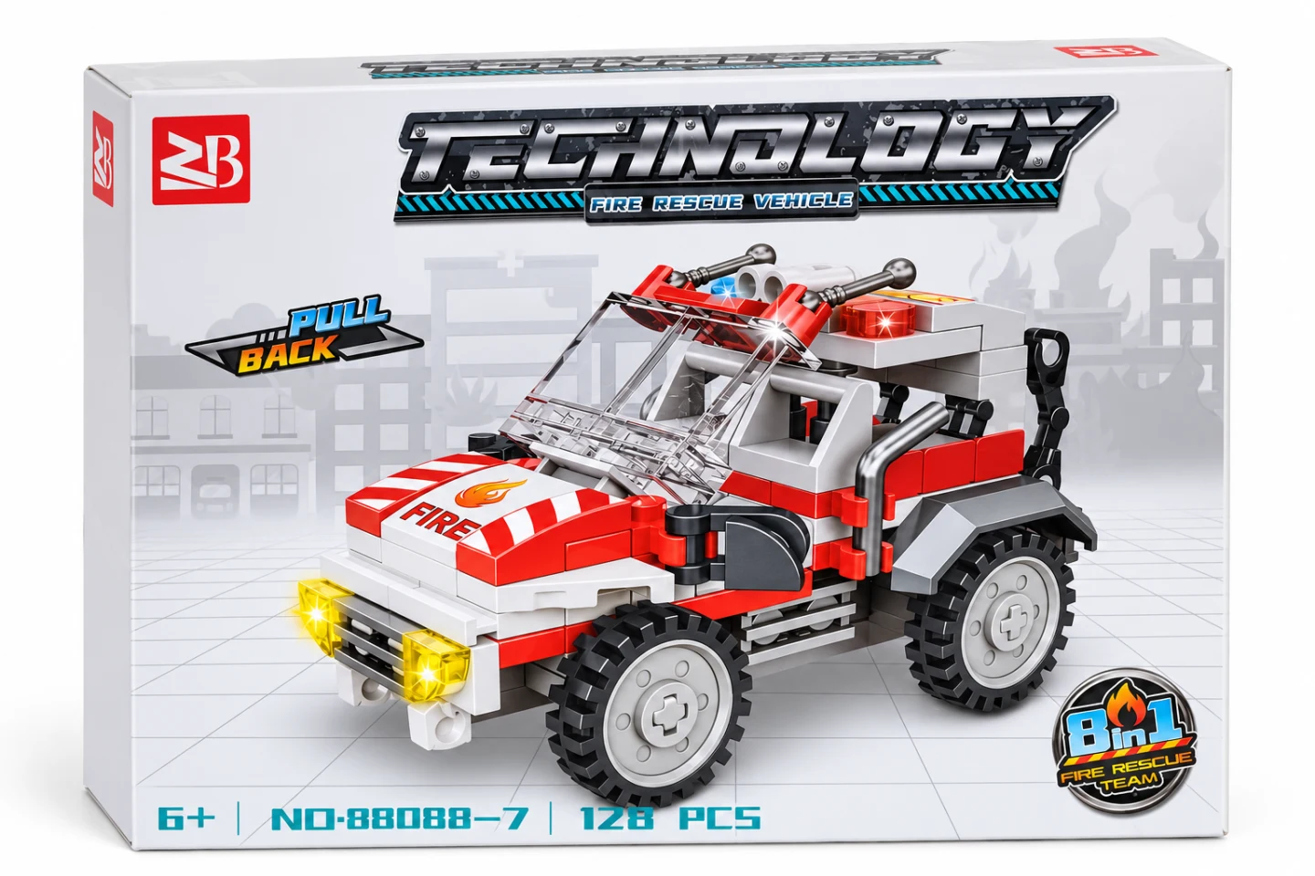 Fire Rescue Vehicle Building Set – 128 Pieces — Image 2