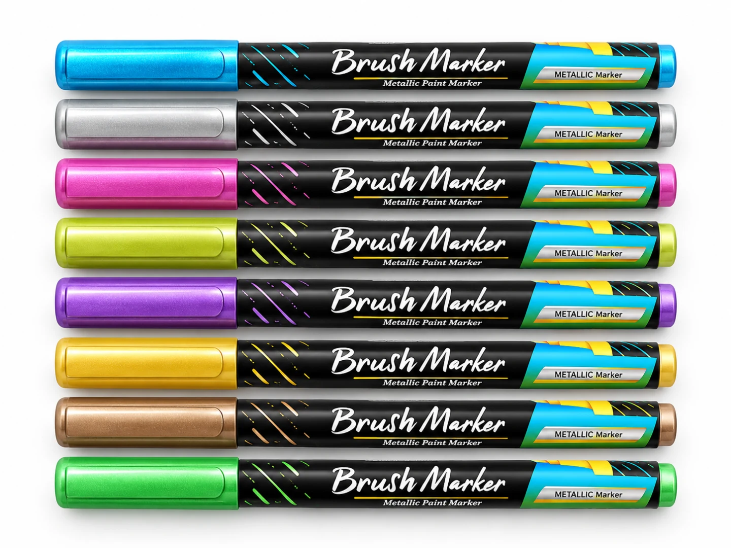 Bonace Metallic Brush Marker Set – 8 Pieces (M9362) — Image 3