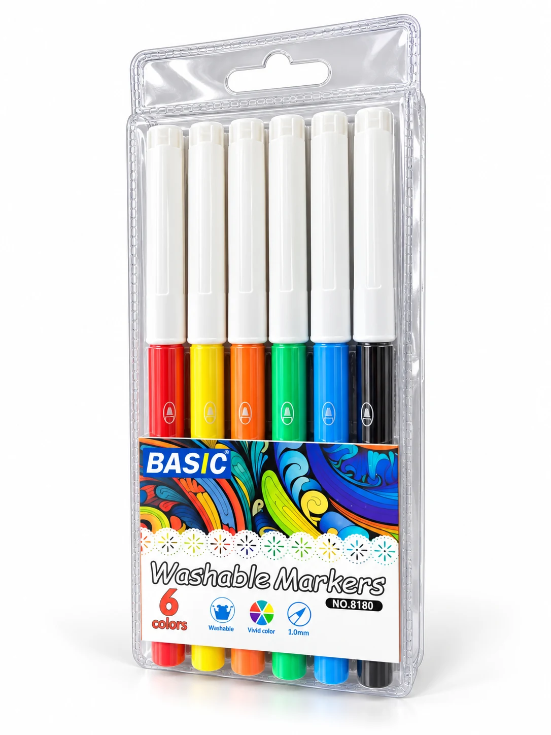 BASIC Washable Markers – 6 Colours (No. 8180) — Image 2
