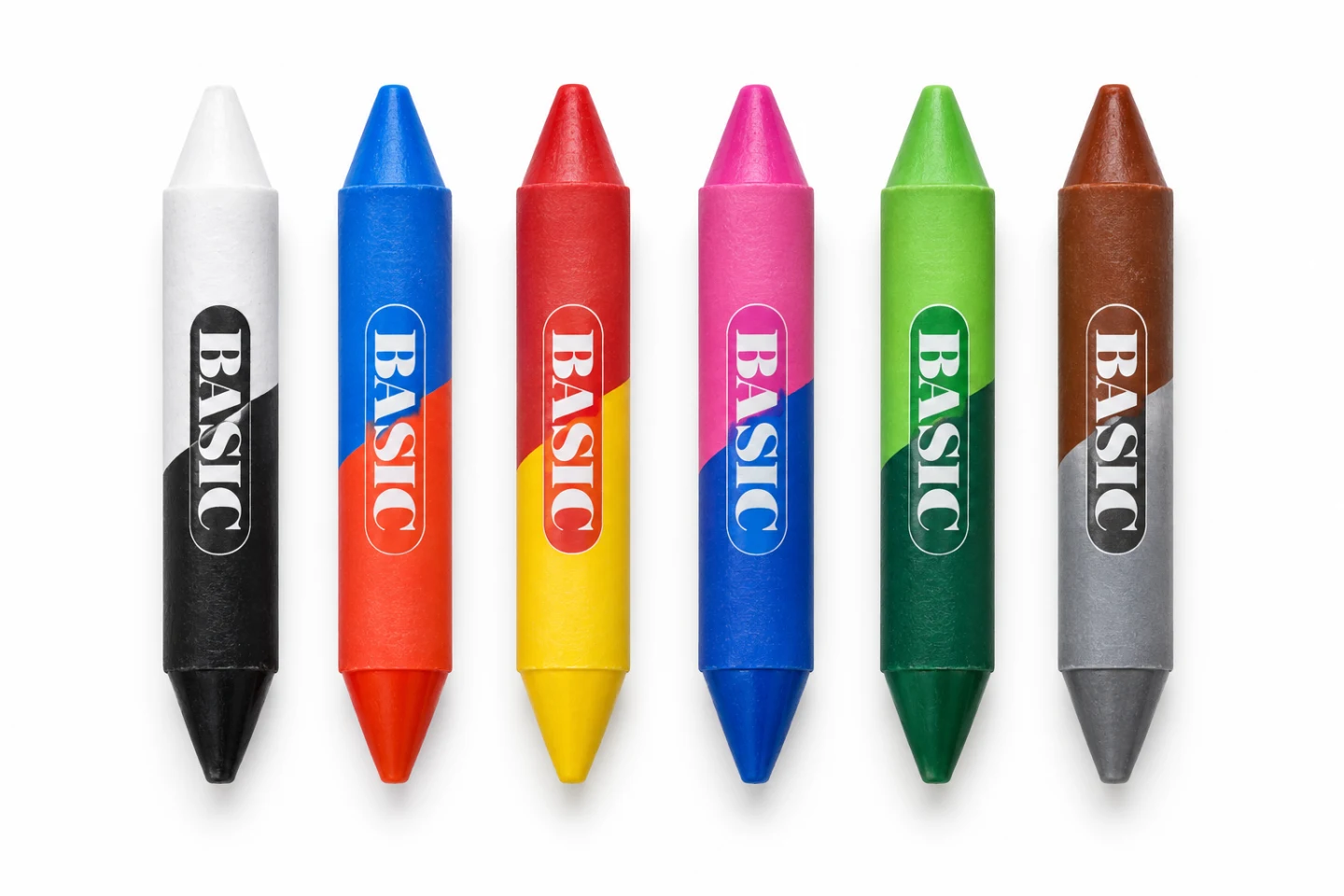 BASIC Duo-Colour Wax Crayons – 6 Pieces, 12 Colours — Image 3