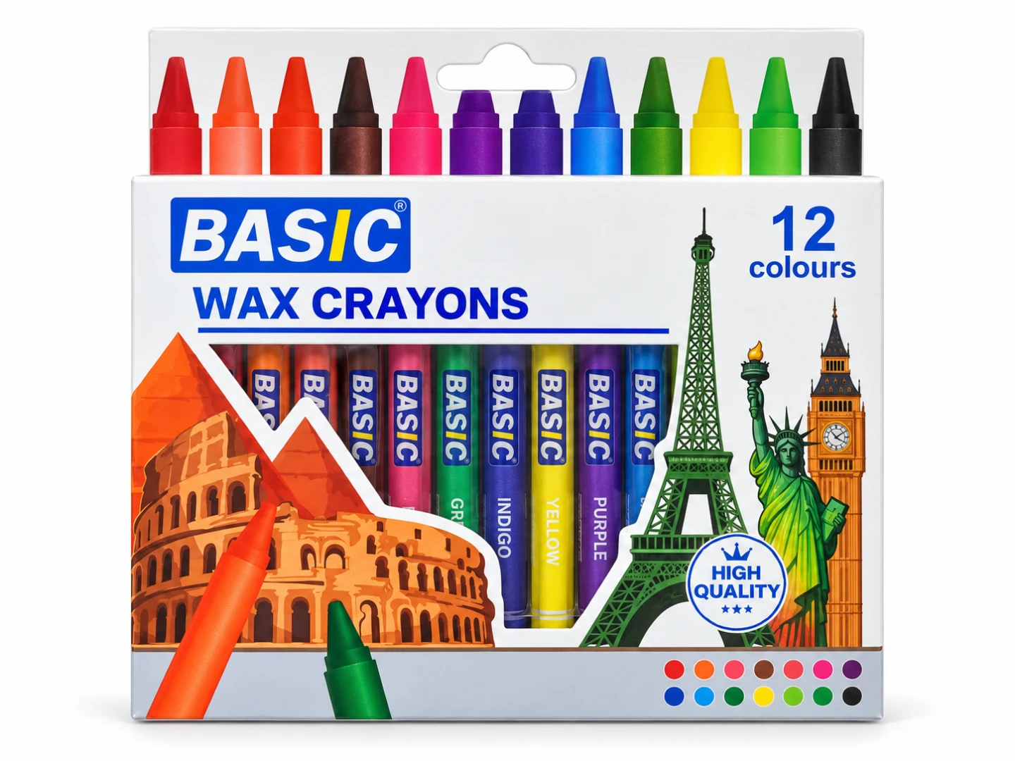 BASIC Wax Crayons – 12 Colours