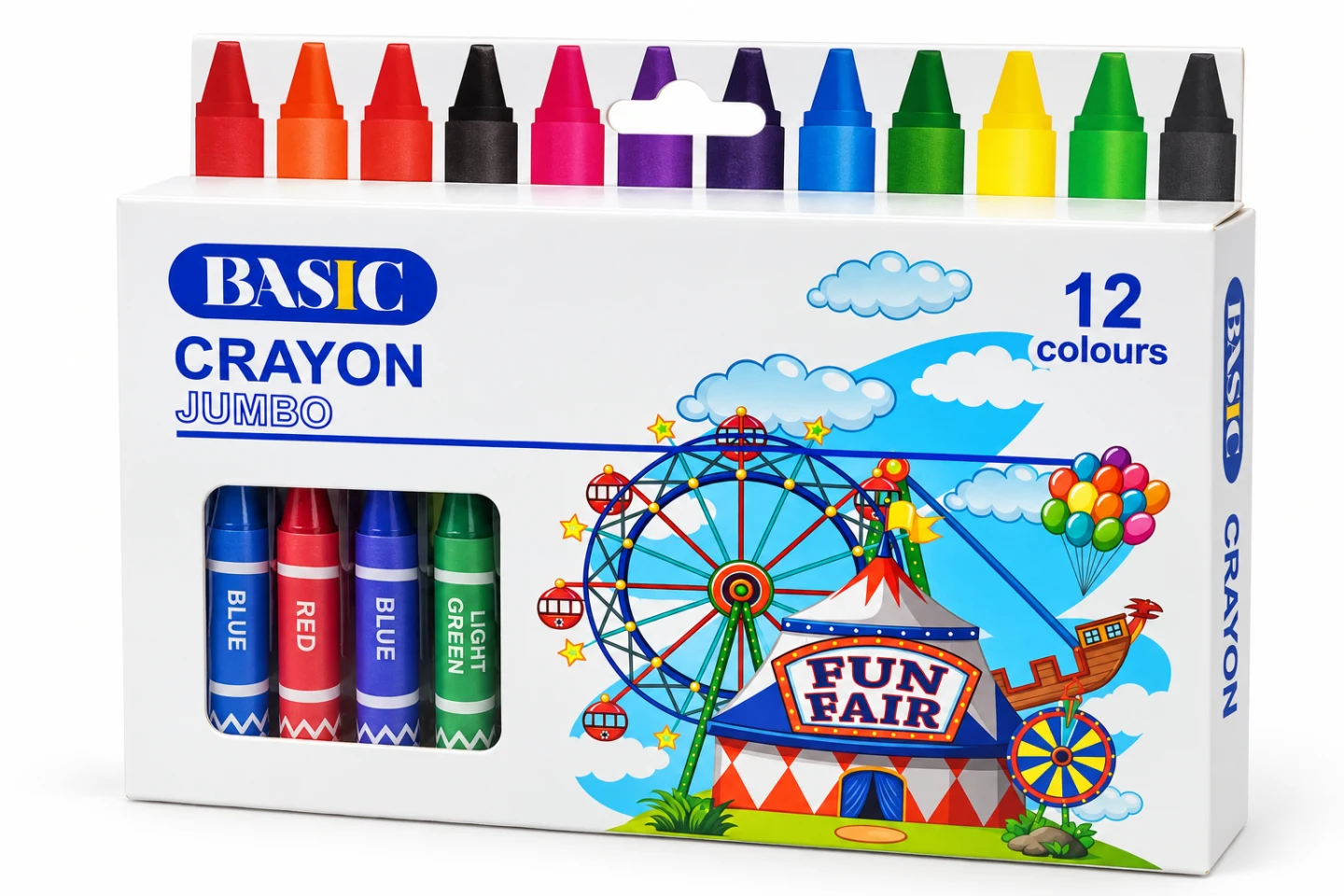 BASIC Jumbo Crayons – 12 Colours — Image 2