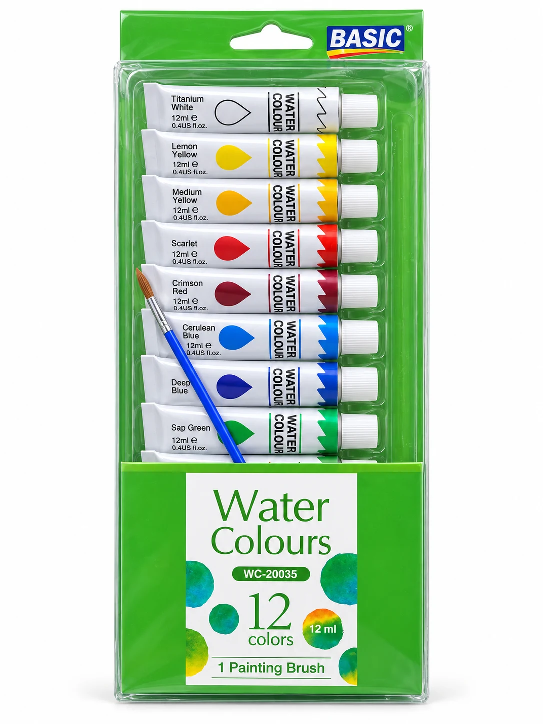 BASIC Watercolour Paint Set – 12 Colours, 12 ml Each (WC-20035) — Image 2