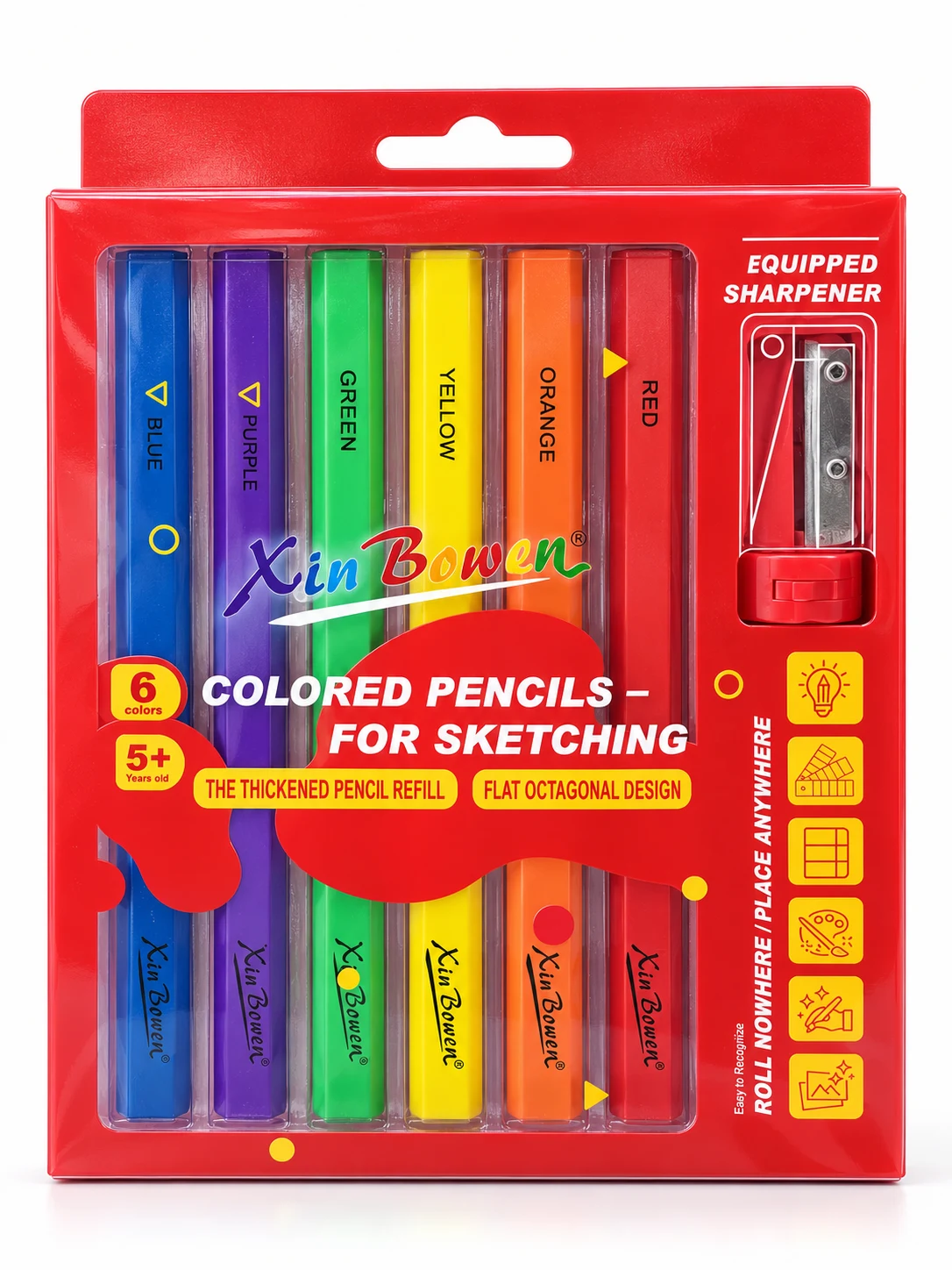 Xin Bowen Sketching Colour Pencils – 6 Colours with Sharpener — Image 3