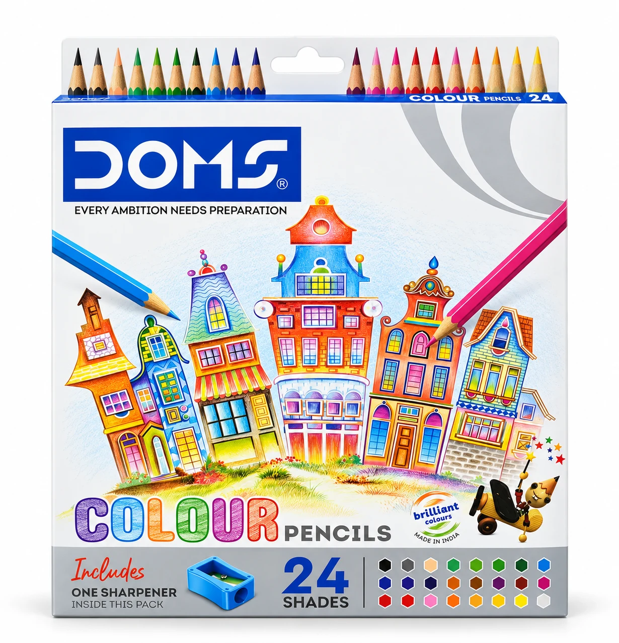 DOMS Colour Pencils – 24 Shades with Sharpener