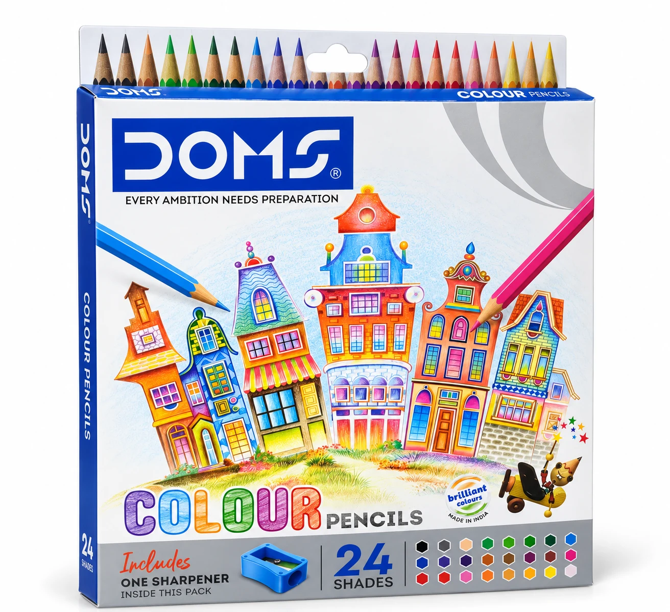 DOMS Colour Pencils – 24 Shades with Sharpener — Image 2