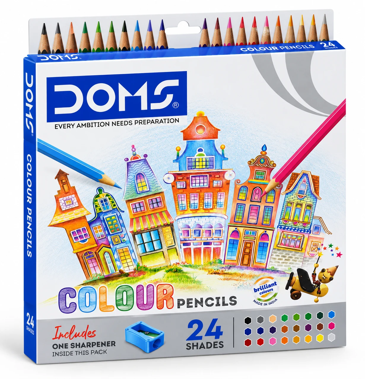 DOMS Colour Pencils – 24 Shades with Sharpener — Image 3