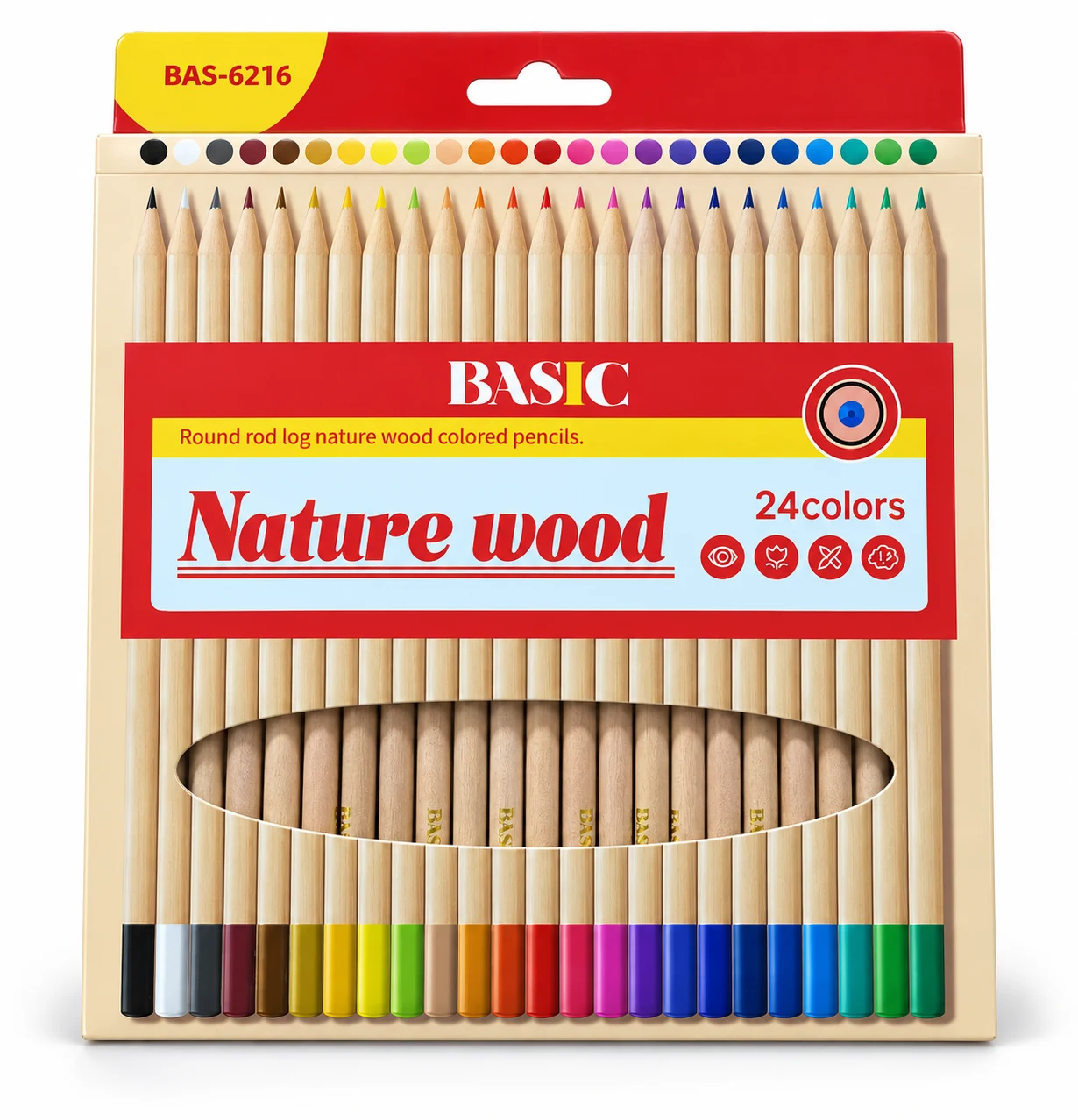BASIC Nature Wood Colour Pencils – 24 Colours (BAS-6216)
