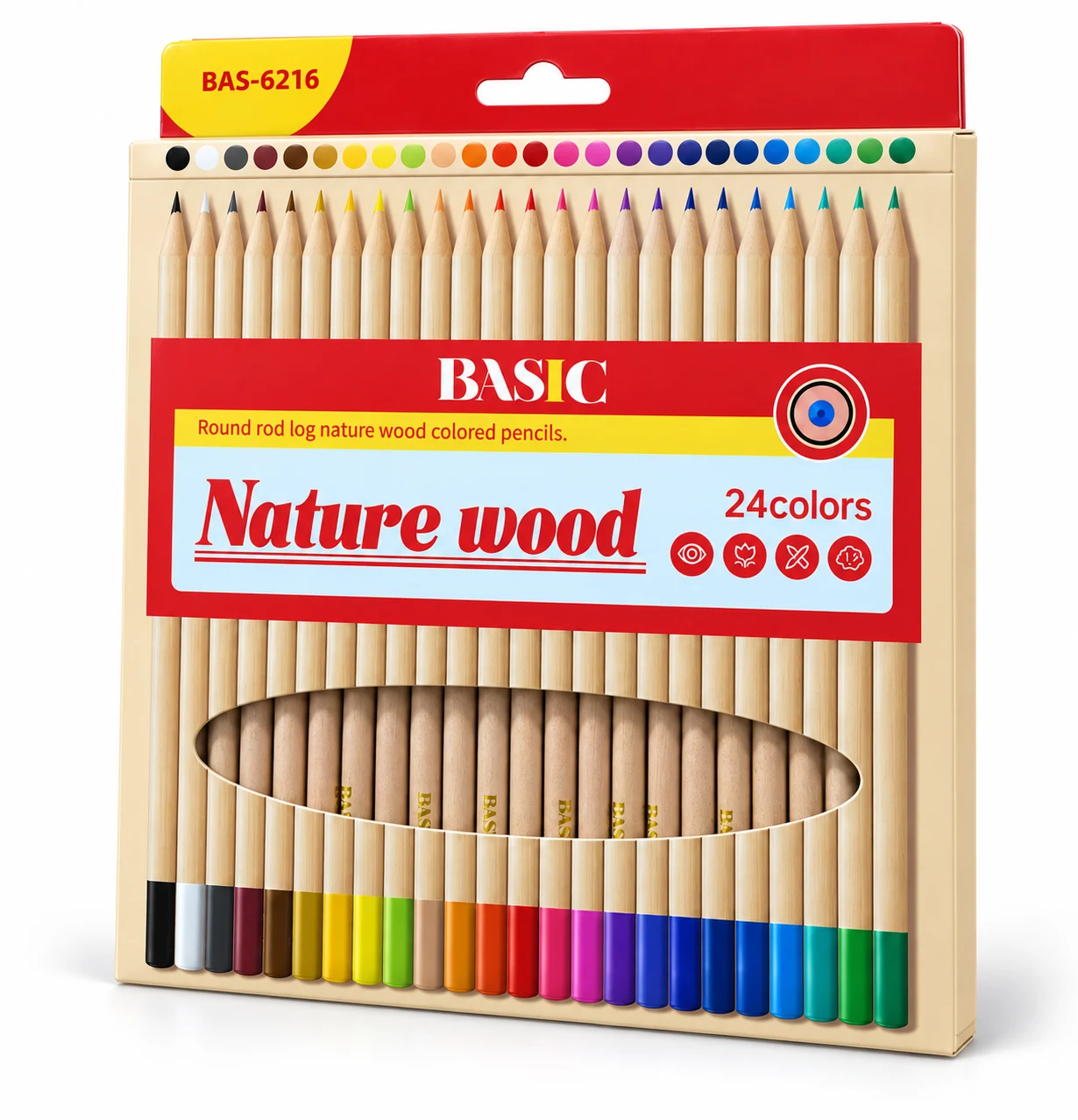 BASIC Nature Wood Colour Pencils – 24 Colours (BAS-6216)
