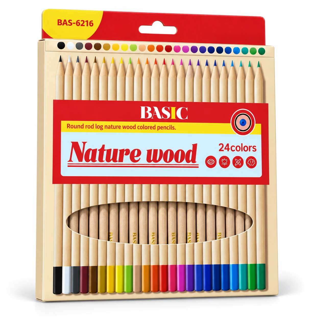BASIC Nature Wood Colour Pencils – 24 Colours (BAS-6216) — Image 3