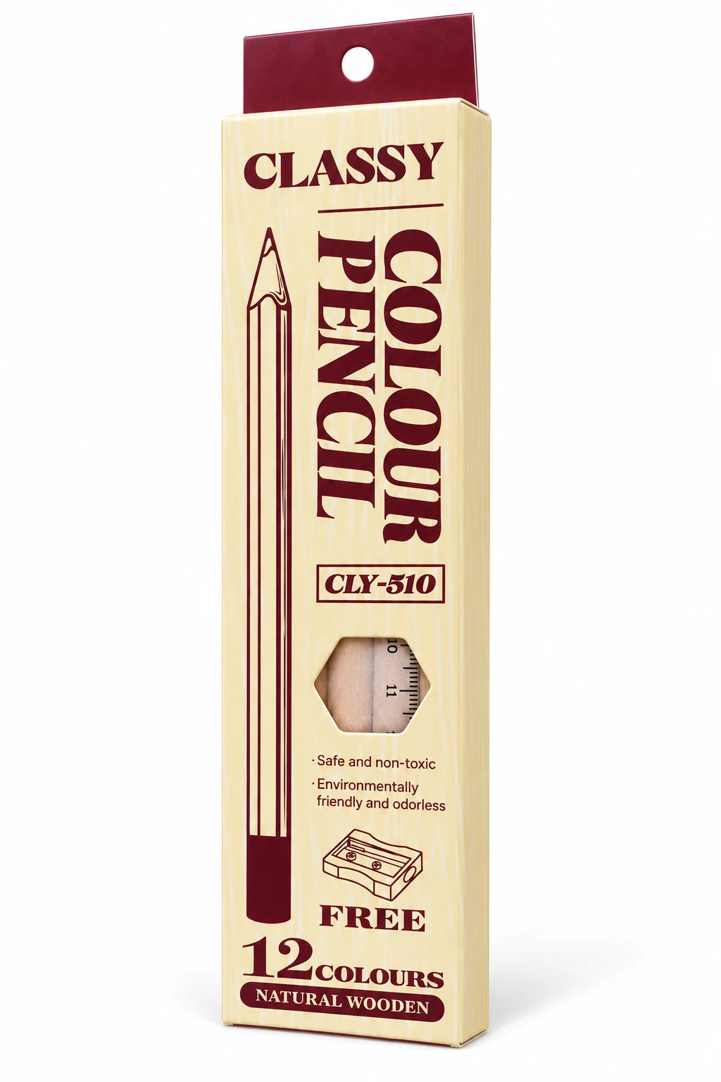 Classy Natural Wooden Colour Pencils – 12 Colours (CLY-510) — Image 2