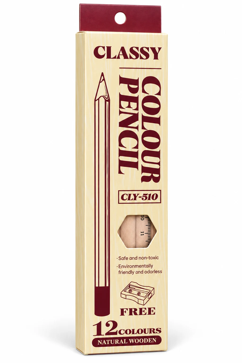 Classy Natural Wooden Colour Pencils – 12 Colours (CLY-510) — Image 3