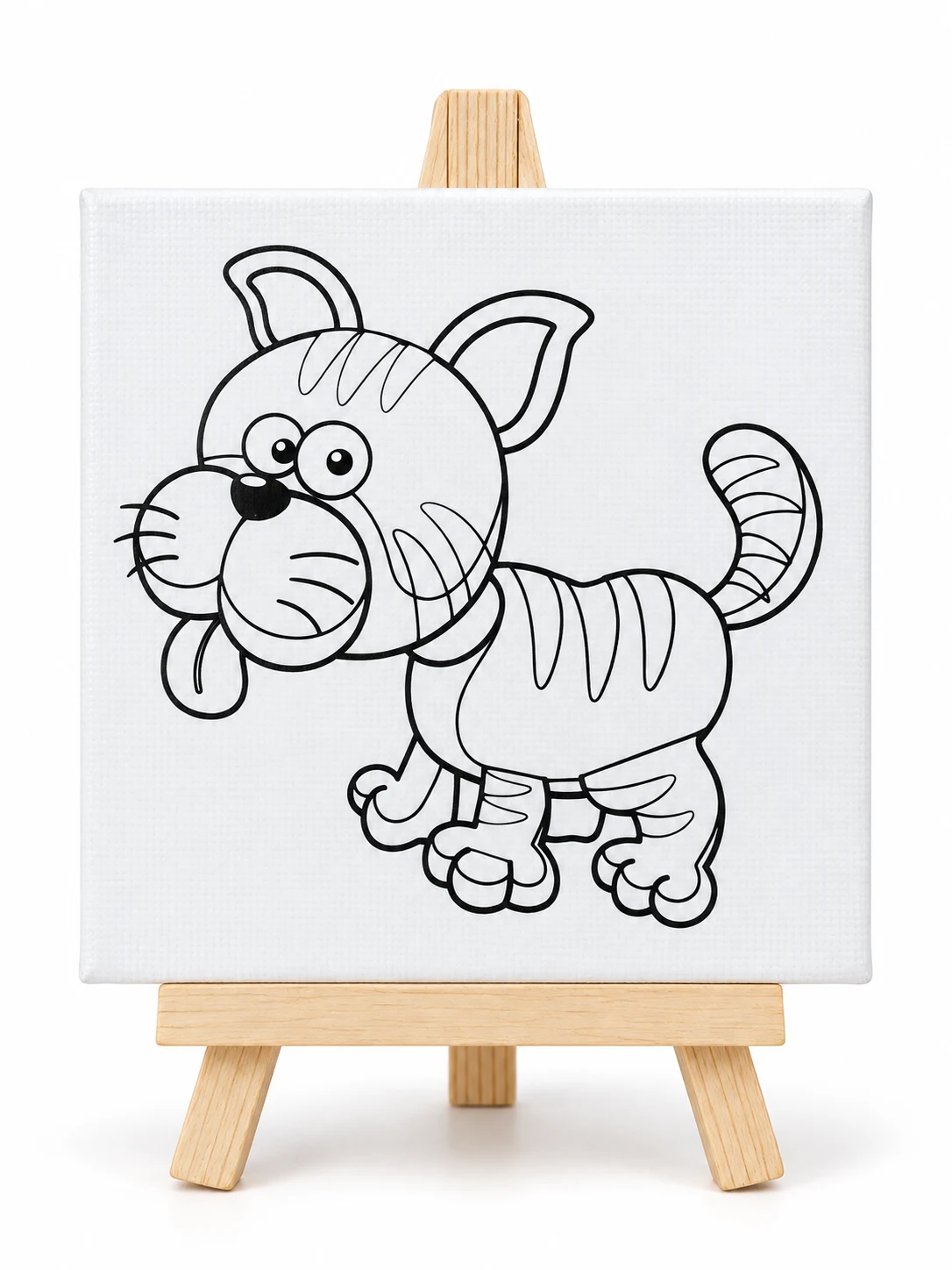 Mini Cat Painting Canvas with Wooden Easel