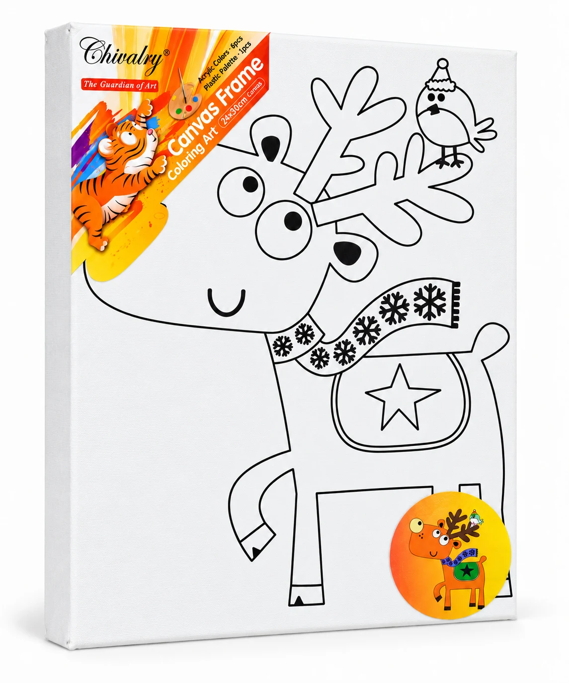 Chivalry Reindeer Colouring Canvas – 24 × 30 cm