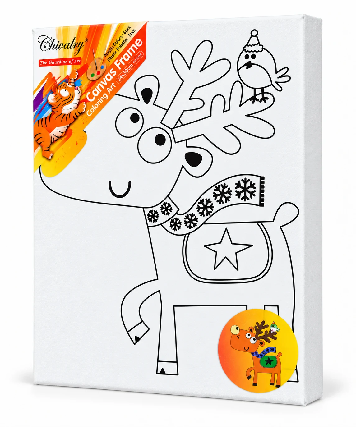Chivalry Reindeer Colouring Canvas – 24 × 30 cm — Image 2