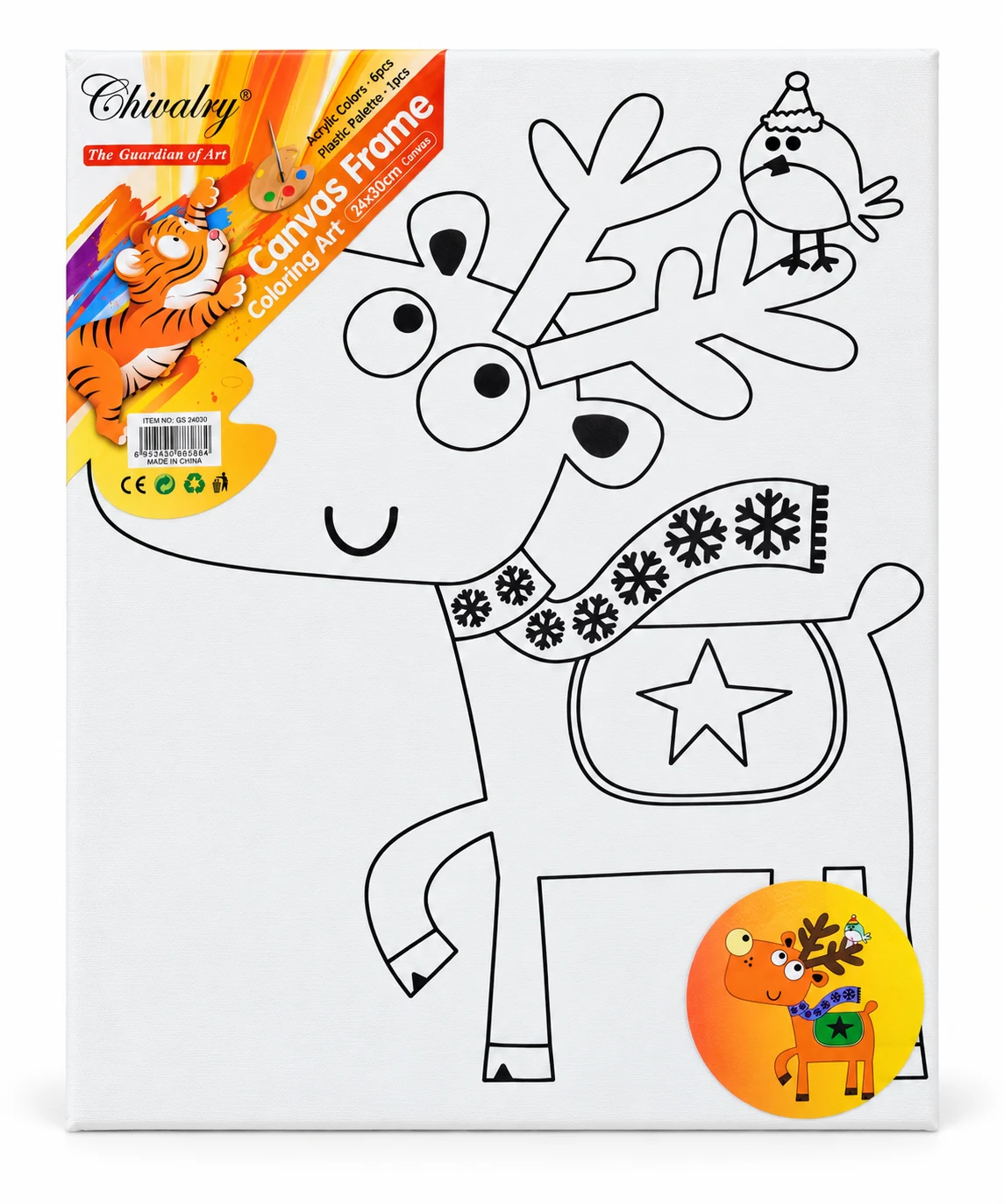 Chivalry Reindeer Colouring Canvas – 24 × 30 cm — Image 3